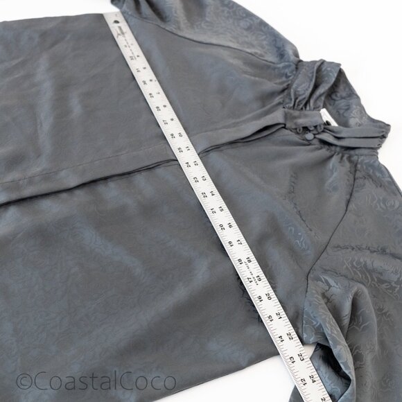 Vintage Christie & Jill Black Floral Jacquard Blouse 14 Baroque Goth Romantic - Picture 10 of 13